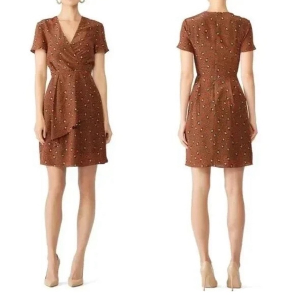 Slate & Willow Rust Brown Silk Leopard Print Dress
